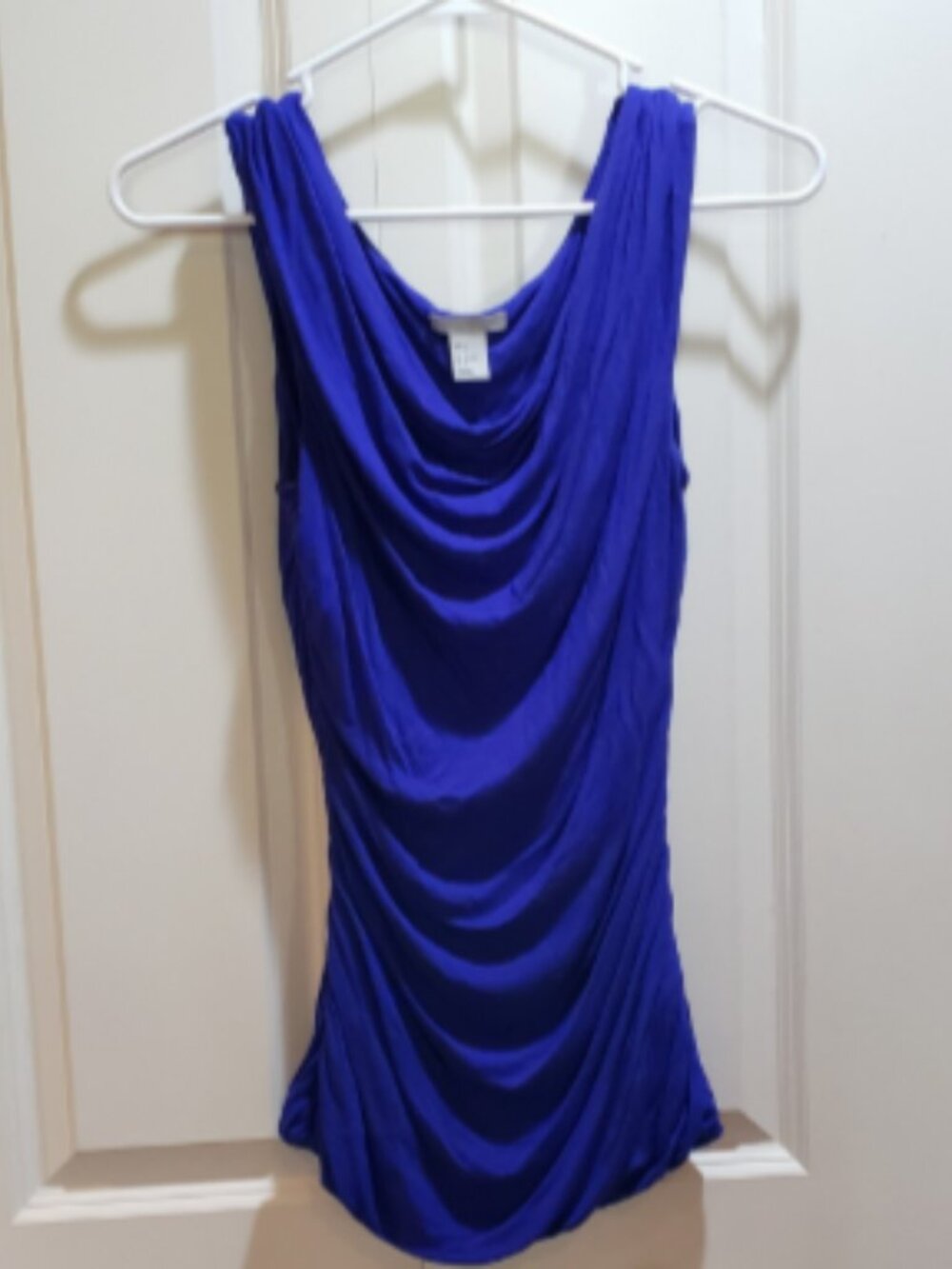 H&M Royal Blue Ruched Cowl Neck Sleeveless Tank Top Size M